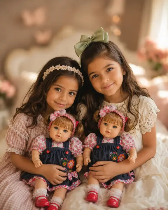 hermanas con dos muñecas geli emily